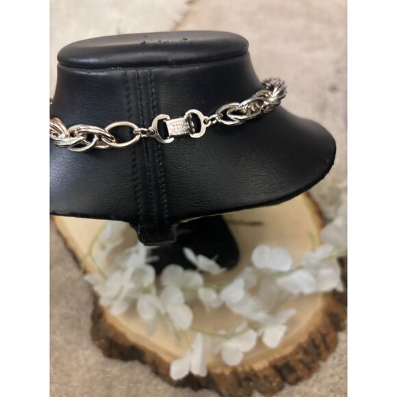 Trifari Braided Rope Chain Necklace Made France Silver-Toned Statement Vintage - Picture 10 of 13